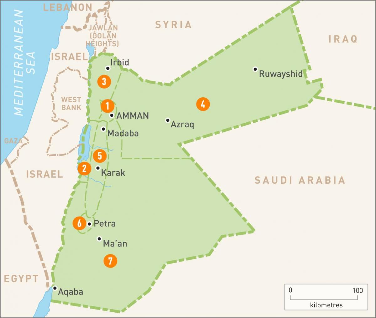 amman, Jordanien på karta