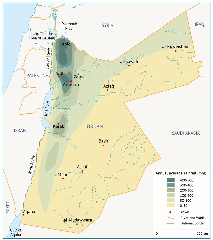 karta över Jordanien geografi
