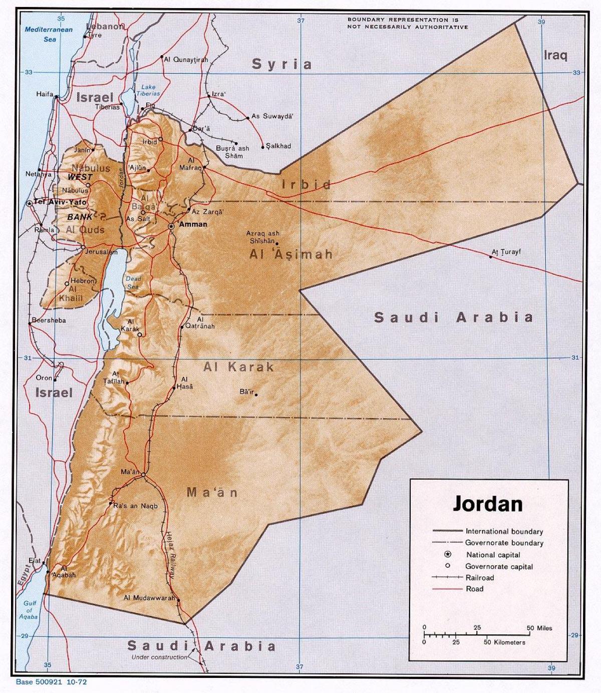 karta som visar Jordanien