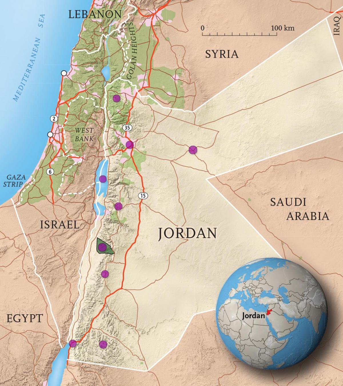 konungariket Jordanien karta