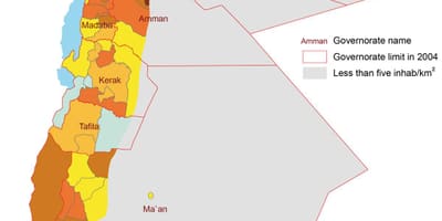 Karta över Jordanien befolkningen