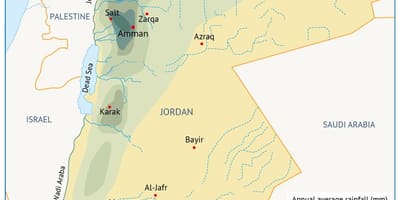 Karta över Jordanien geografi