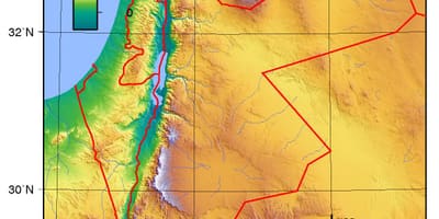 Karta över Jordanien höjd