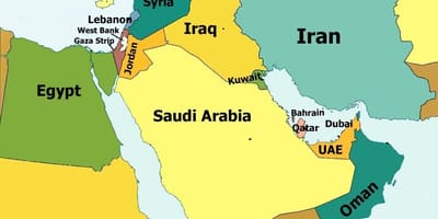 Karta över Jordanien och det omgivande området